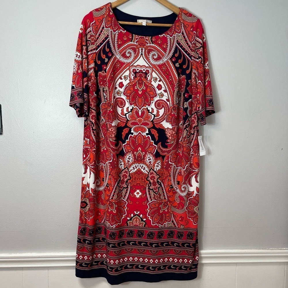 Signature Camryn womens dress Bohemian size 16W paisley print floral boho
